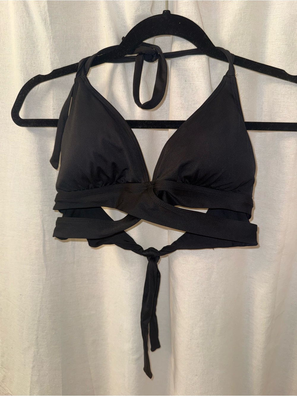 Kona Sol Black Halter Wrap Bikini Top